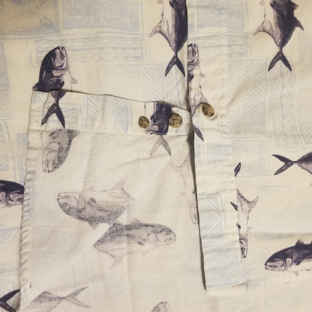 Puritan's light blue fish-themed 3XL men's shirt - Picture 2 of 4